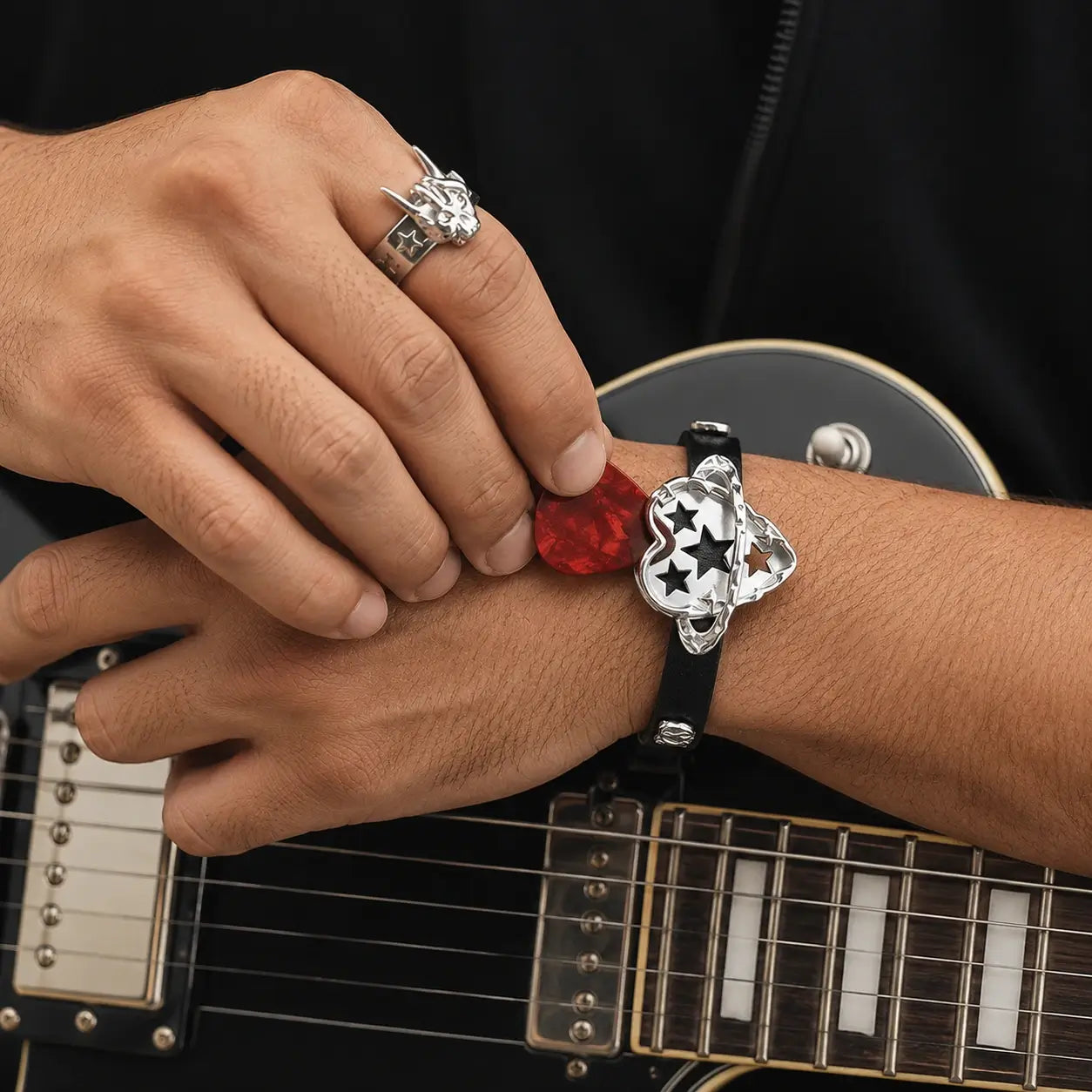Personalized guitar pick bracelet gift for musicians
