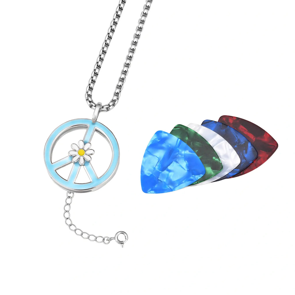Custom photo text guitar pick holder necklace