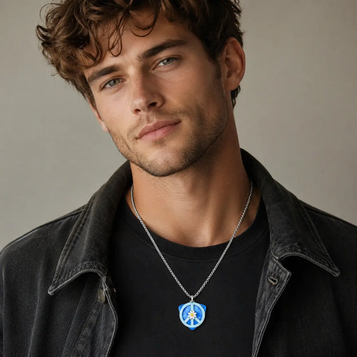 Peace sign guitar pick holder pendant necklace