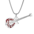 Peace Love guitar pick holder necklace for guitarists