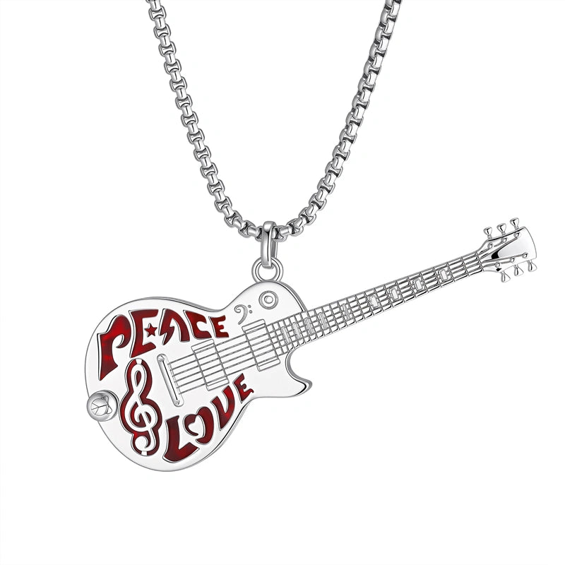 Peace Love guitar pick holder necklace for guitarists
