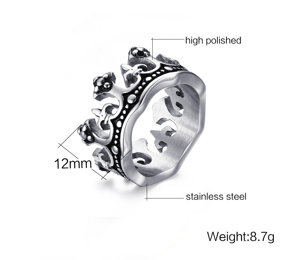King Crown Stainless Steel Statement Ring