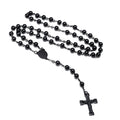 Long Rosary Cross Pendant Necklace