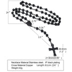 Long Rosary Cross Pendant Necklace