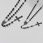 Long Rosary Cross Pendant Necklace