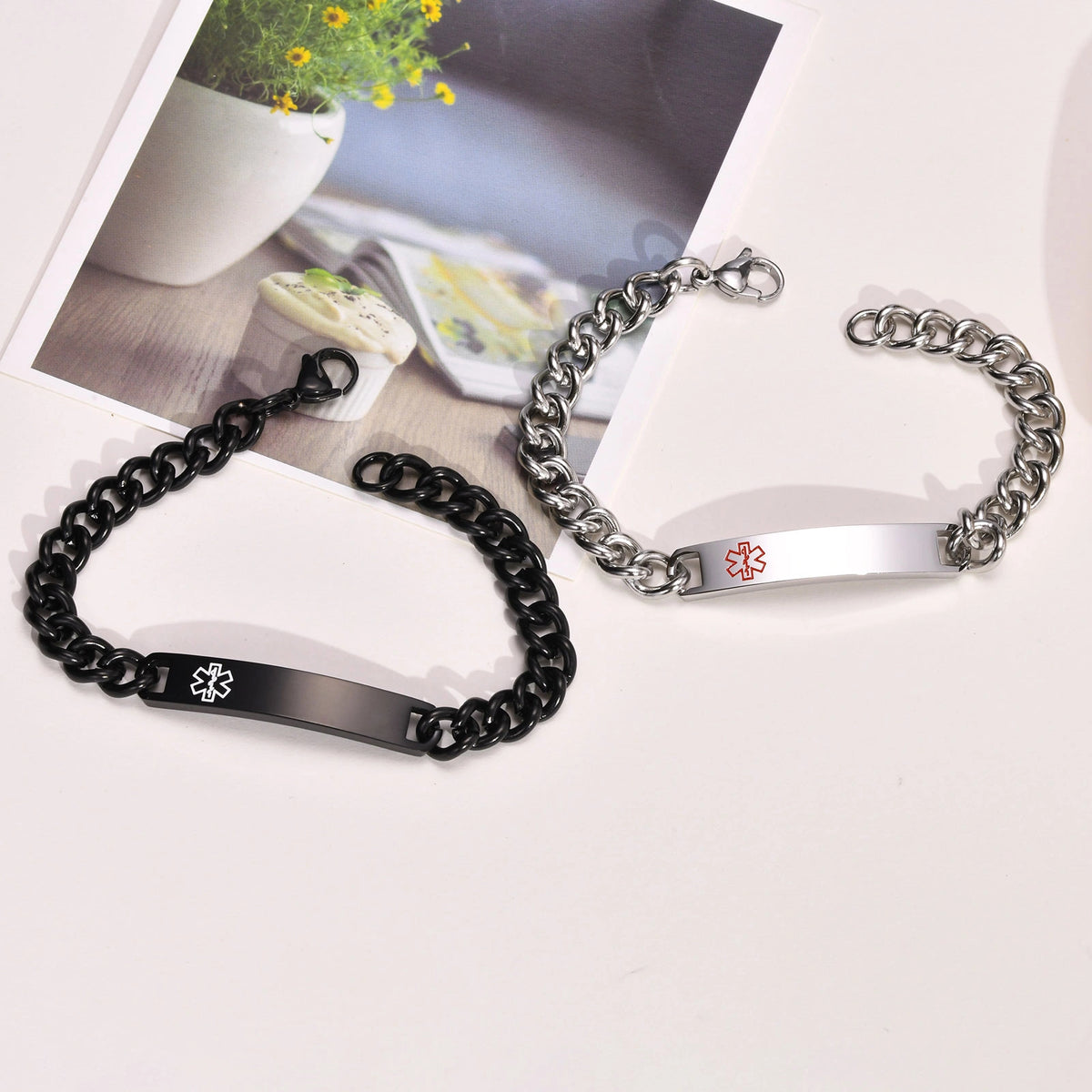 Personalized Stainless Steel Medical ID Curb Chain Bracelet