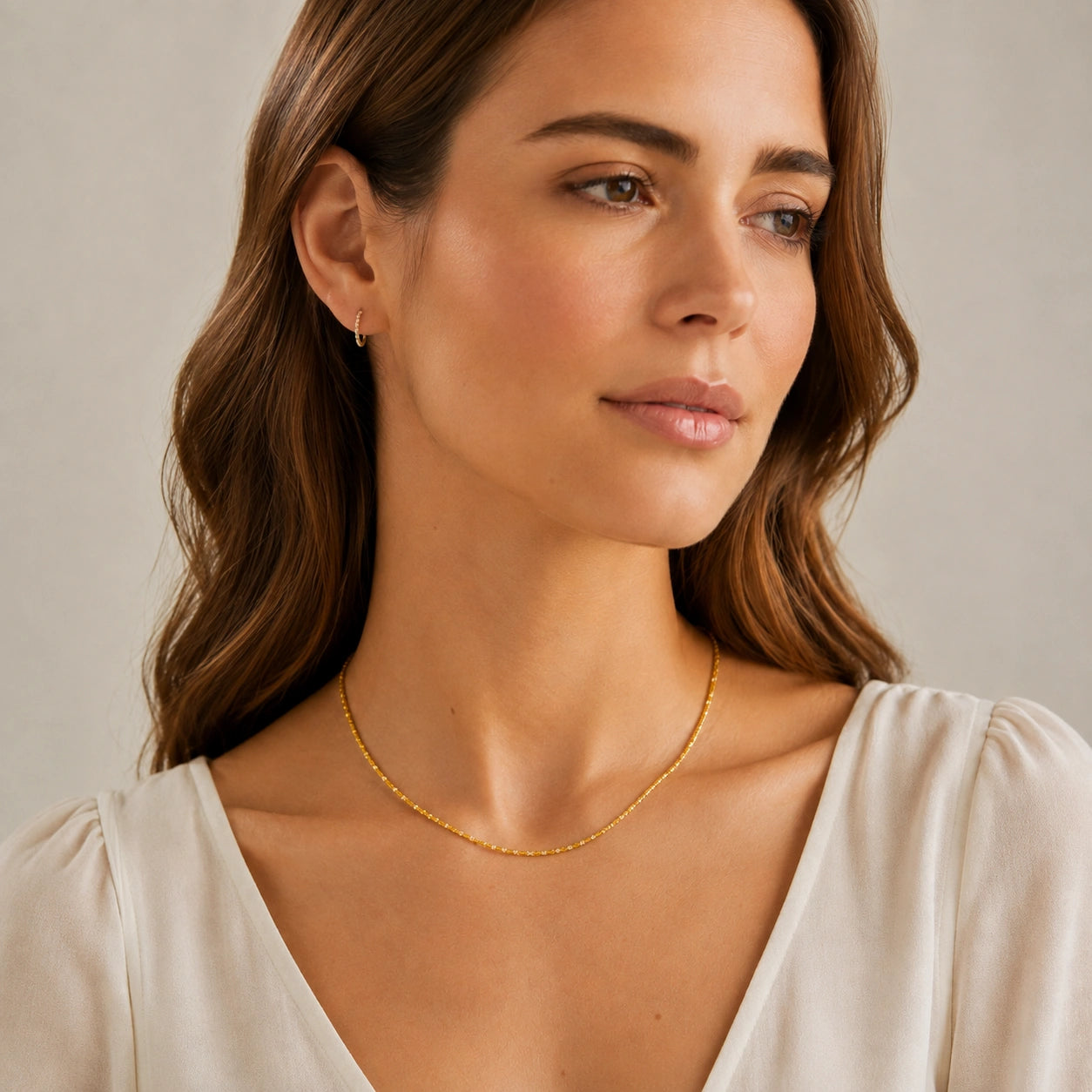 Gold Stainless Steel Stardust Chain Necklace for Women