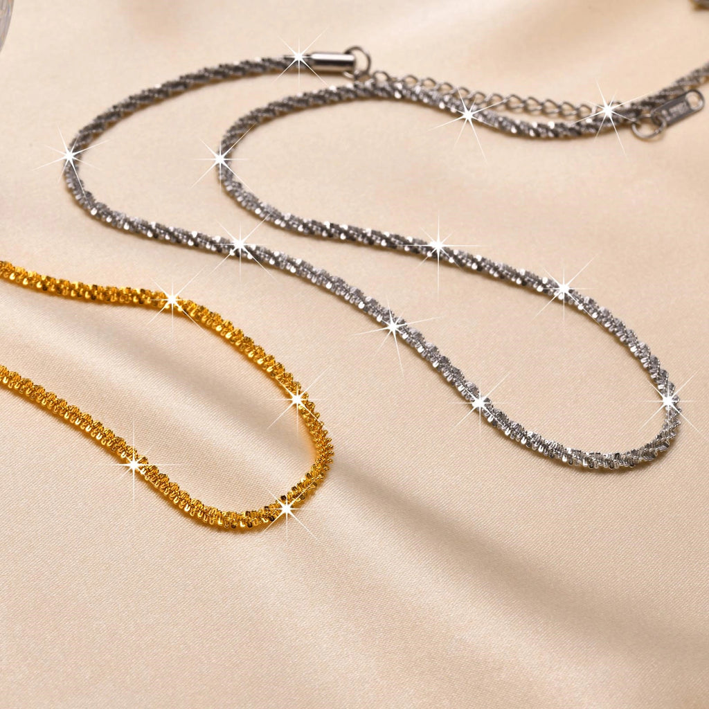 Gold Stainless Steel Stardust Chain Necklace for Women