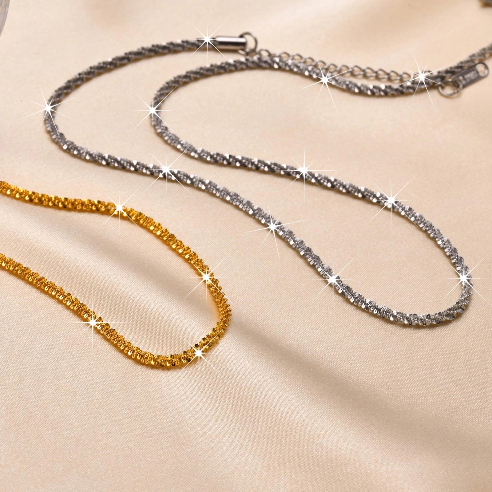 Gold Stainless Steel Stardust Chain Necklace for Women