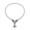 Wolf Head Mjolnir Necklace – Byzantine Chain