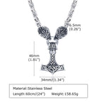 Wolf Head Mjolnir Necklace – Byzantine Chain