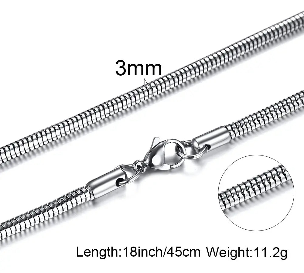 Round Snake Stainless Steel Chain Necklace,