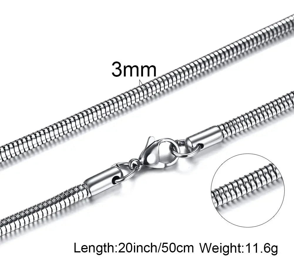 Round Snake Stainless Steel Chain Necklace,