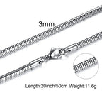 Round Snake Stainless Steel Chain Necklace,