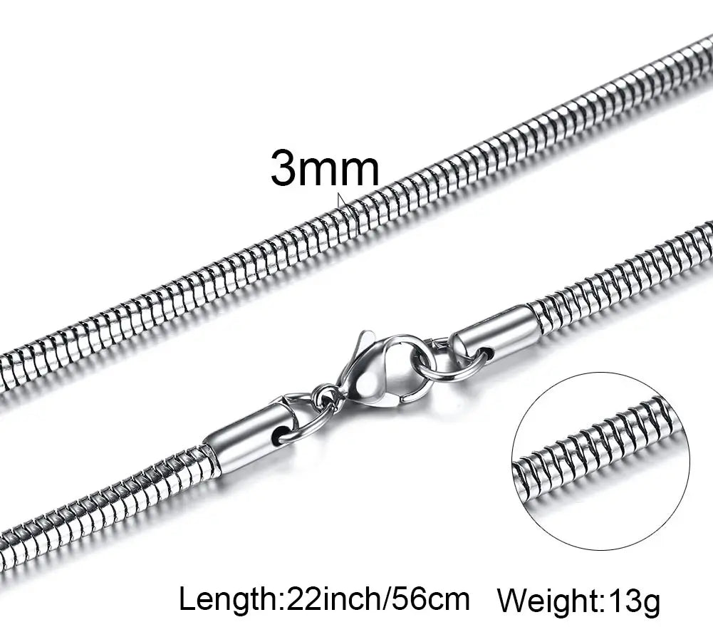 Round Snake Stainless Steel Chain Necklace,