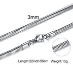 Round Snake Stainless Steel Chain Necklace,