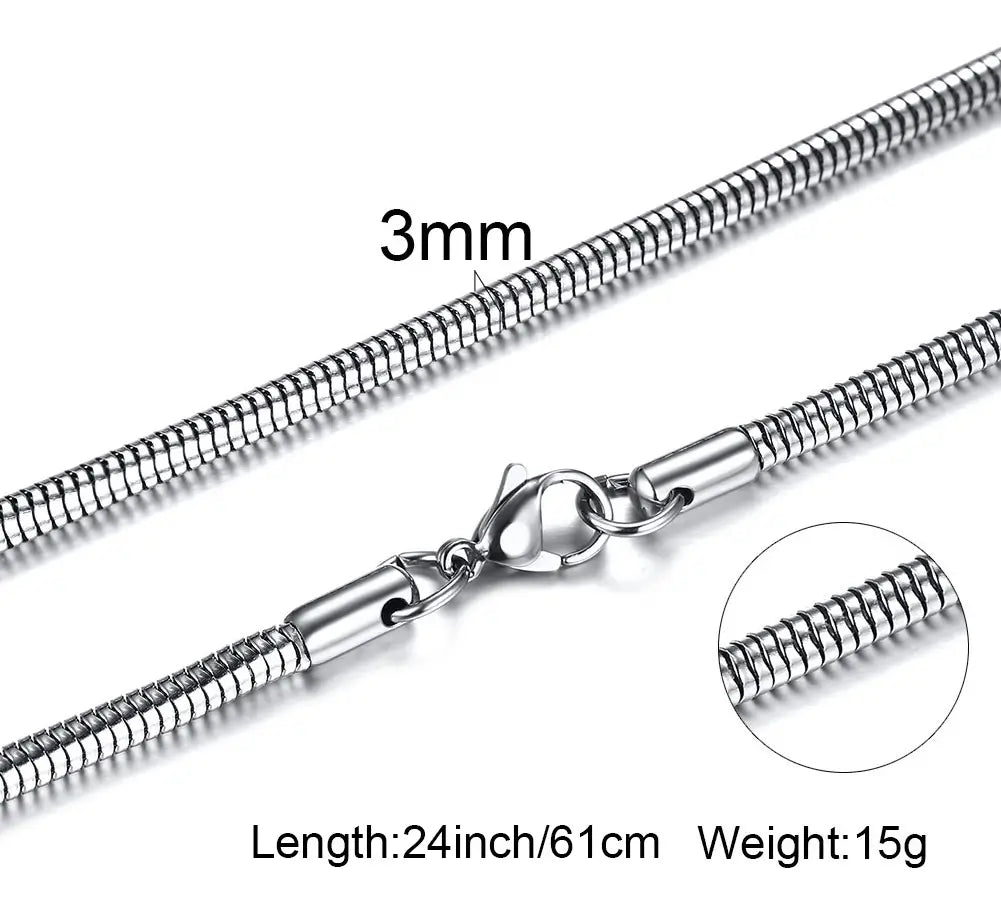 Round Snake Stainless Steel Chain Necklace,