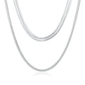 Layered Snake & Herringbone Stainless Steel Chain Necklace