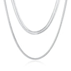 Layered Snake & Herringbone Stainless Steel Chain Necklace
