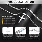 Layered Cuban & Rope Chain Cross Necklace