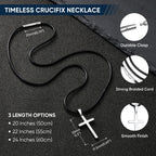 Stainless Steel Cross Pendant Waxed Cord Necklace