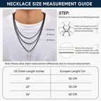 Stainless Steel Cross Pendant Waxed Cord Necklace