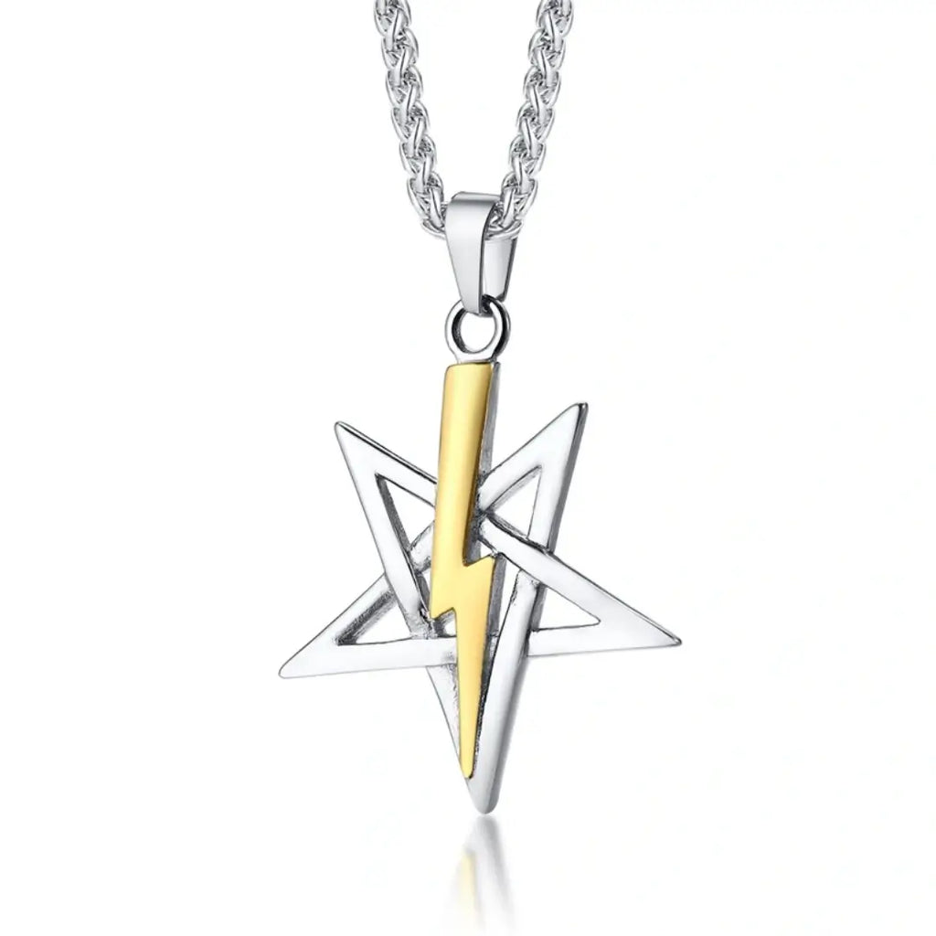 Baphomet Pentagram Stainless Steel Necklace – Leviathan Cross Pendant