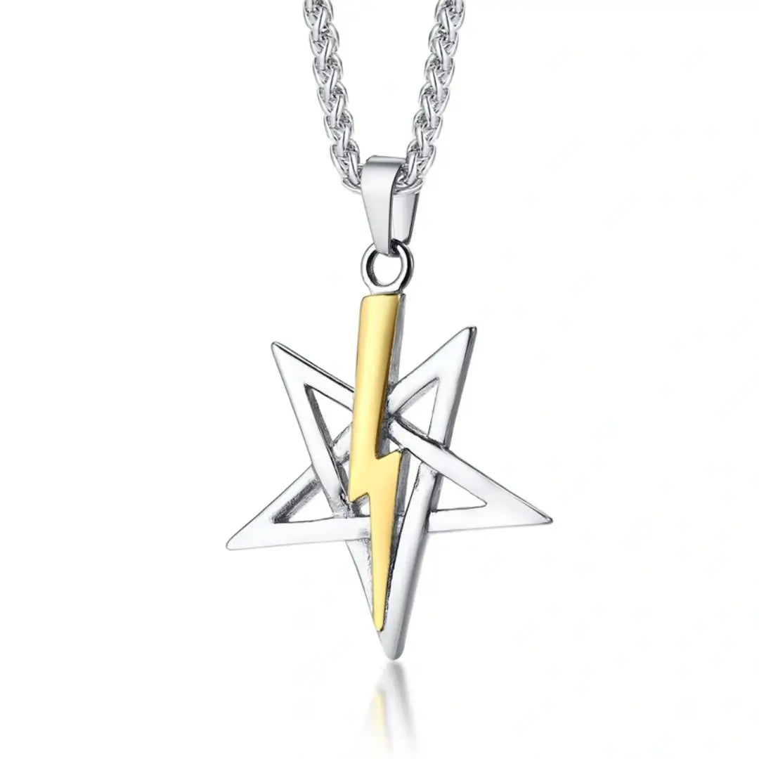 Baphomet Pentagram Stainless Steel Necklace – Leviathan Cross Pendant