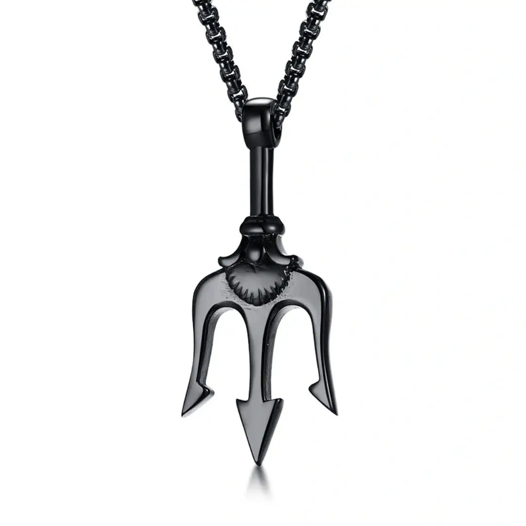 Poseidon Trident Stainless Steel Pendant Necklace