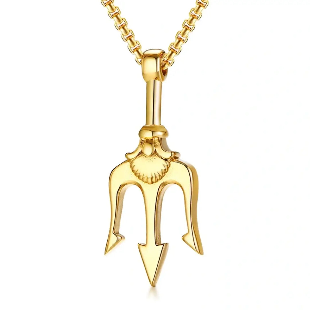 Poseidon Trident Stainless Steel Pendant Necklace
