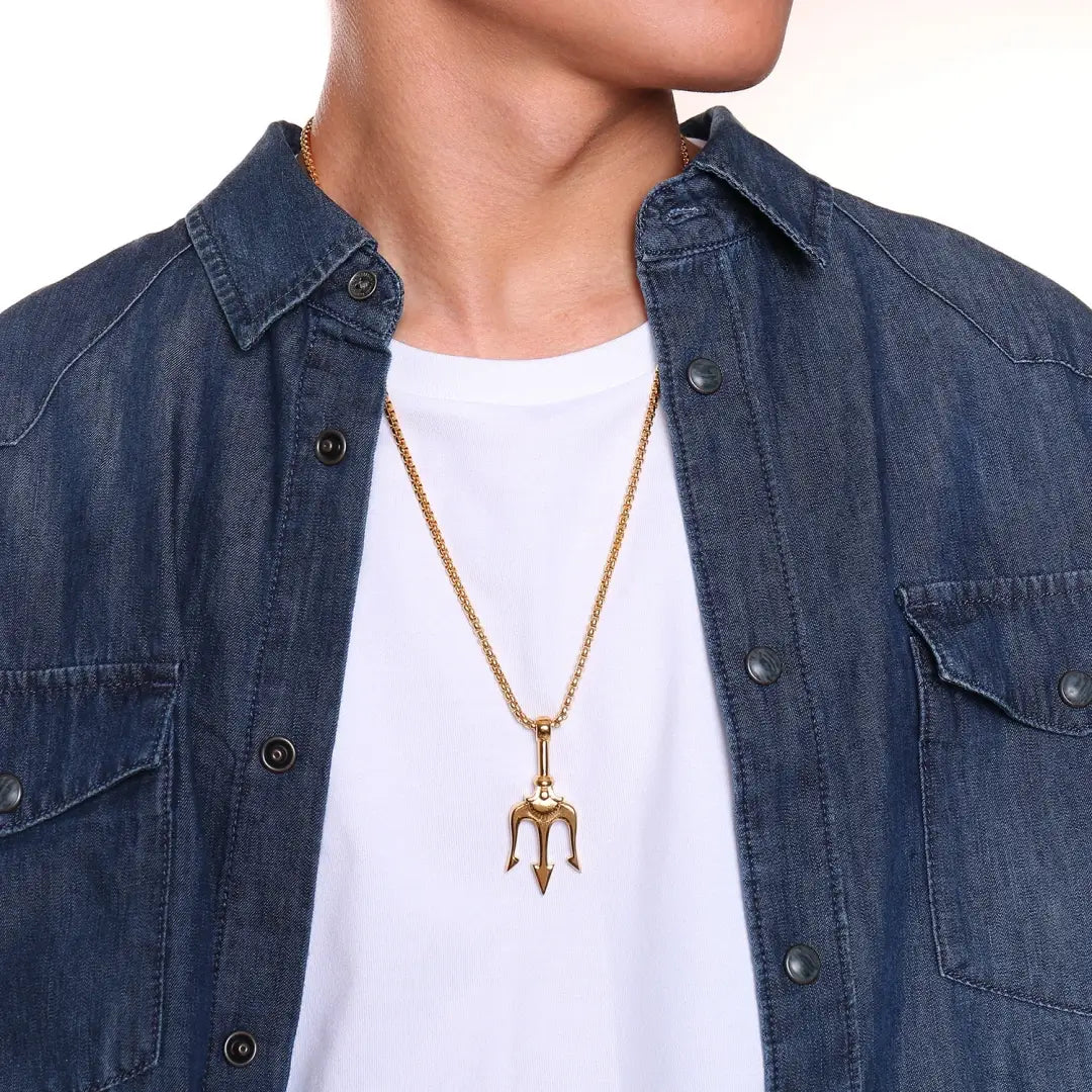 Poseidon Trident Stainless Steel Pendant Necklace