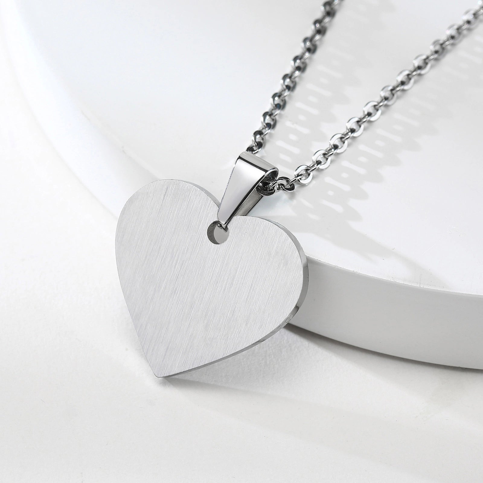 Custom Engraved Stainless Steel Cubic Zirconia Heart Medical Alert Necklace