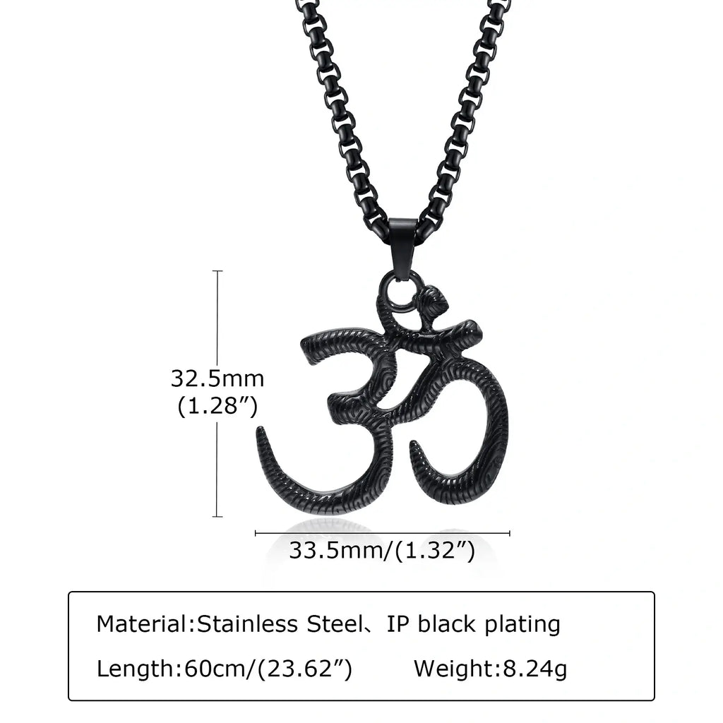 Lotus Om Stainless Steel Pendant Necklace