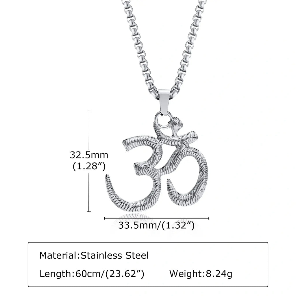Lotus Om Stainless Steel Pendant Necklace