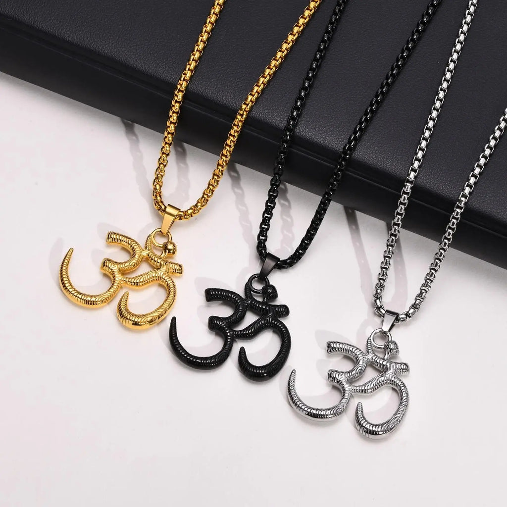 Lotus Om Stainless Steel Pendant Necklace