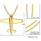 Airplane Stainless Steel Pendant Necklace