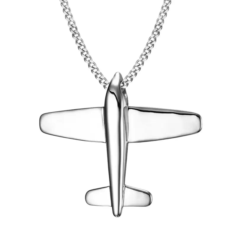 Airplane Stainless Steel Pendant Necklace