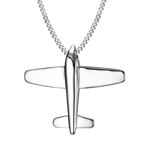 Airplane Stainless Steel Pendant Necklace