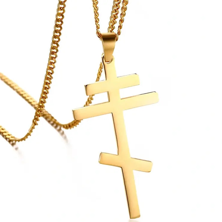 Russian Orthodox Cross Stainless steel Pendant Necklace