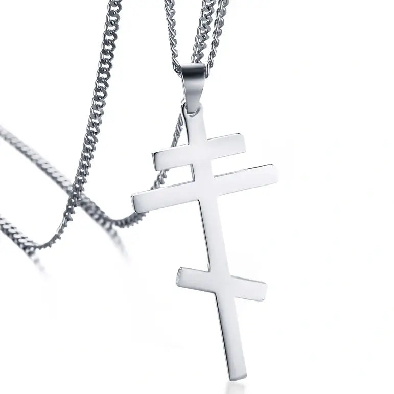 Russian Orthodox Cross Stainless steel Pendant Necklace