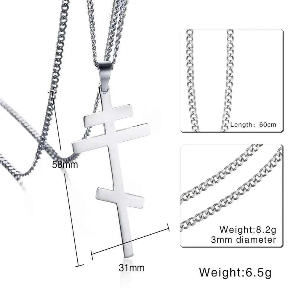 Russian Orthodox Cross Stainless steel Pendant Necklace