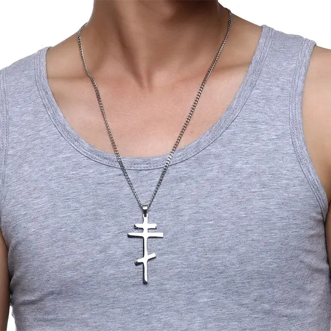 Russian Orthodox Cross Stainless steel Pendant Necklace
