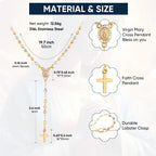 Virgin Mary Rosary Necklace with Crucifix Cross