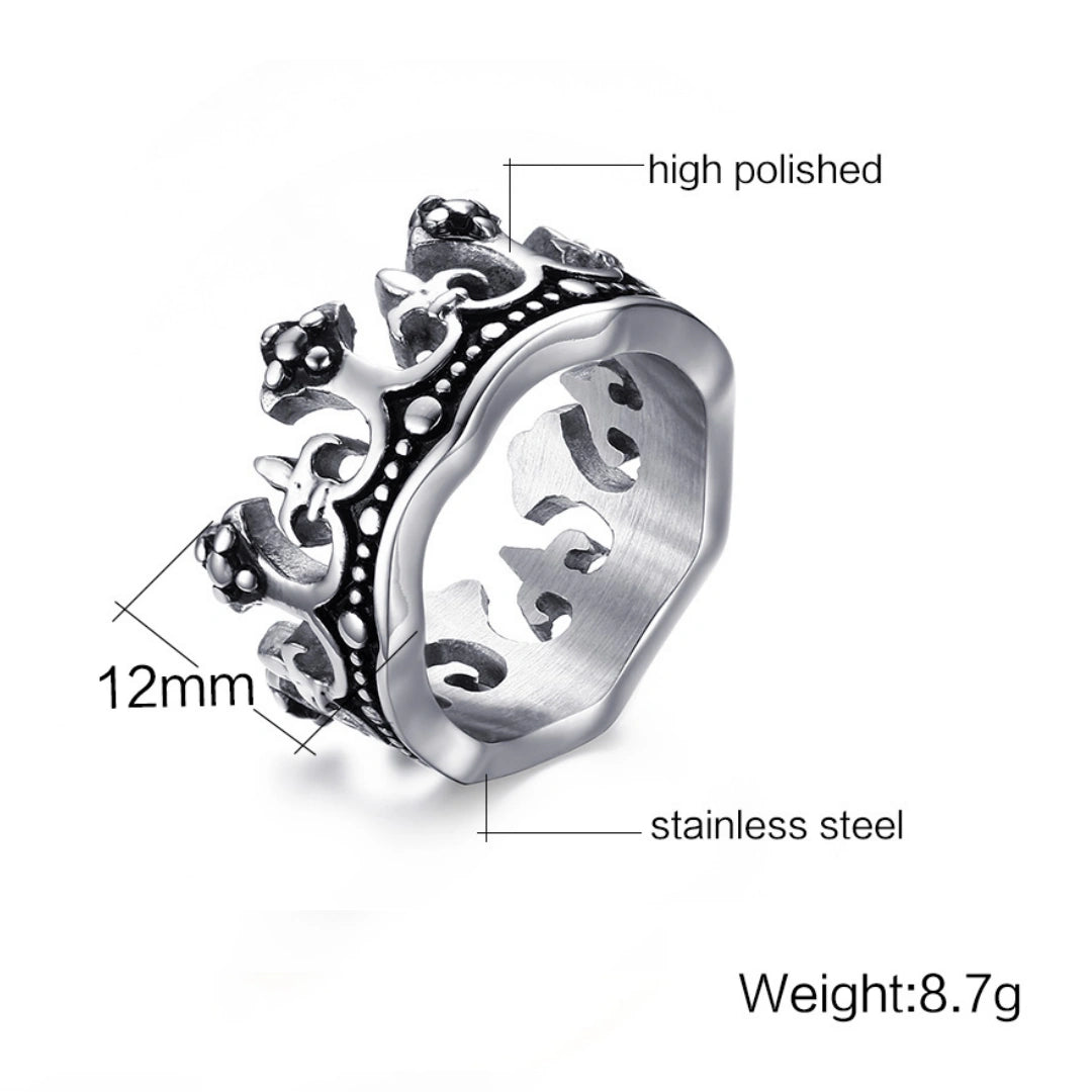 King Crown Stainless Steel Statement Ring