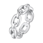 Silver chain-style ring on a white background