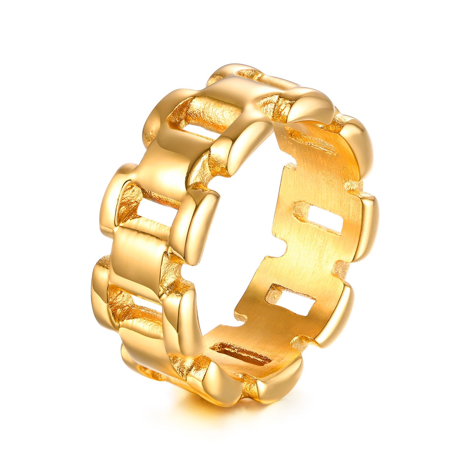 Chunky Link Thumb Ring, 14K Gold Plated Stainless Steel