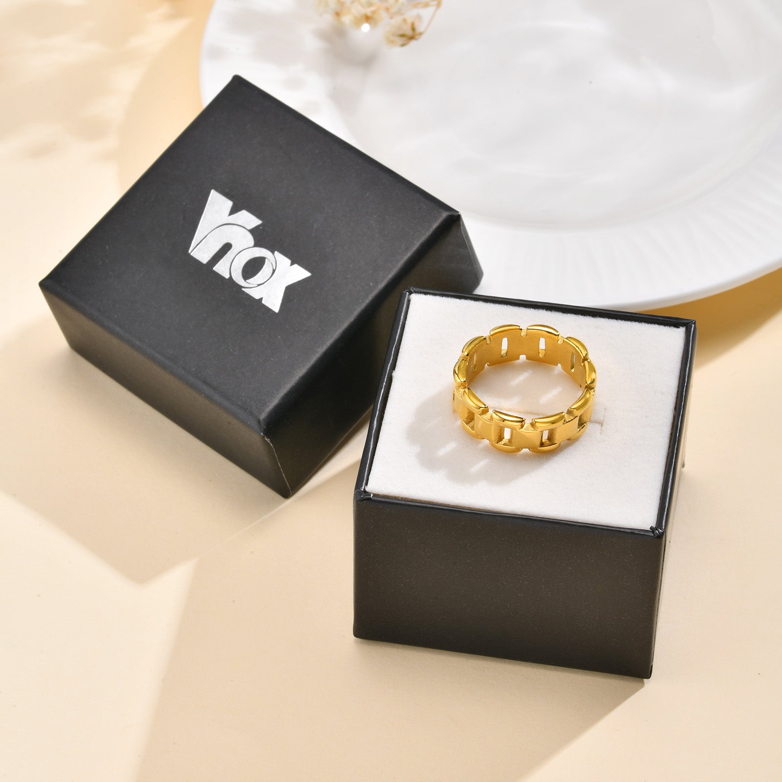 Chunky Link Thumb Ring, 14K Gold Plated Stainless Steel
