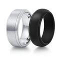 2-Piece Men's Tungsten & Silicone Ring Set
