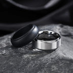 2-Piece Men's Tungsten & Silicone Ring Set