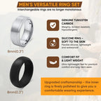 2-Piece Men's Tungsten & Silicone Ring Set